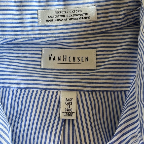 Van Heusen Dress Shirt  Size 16 1/2 34/35 (Large) Blue/White stripe - Picture 5 of 5